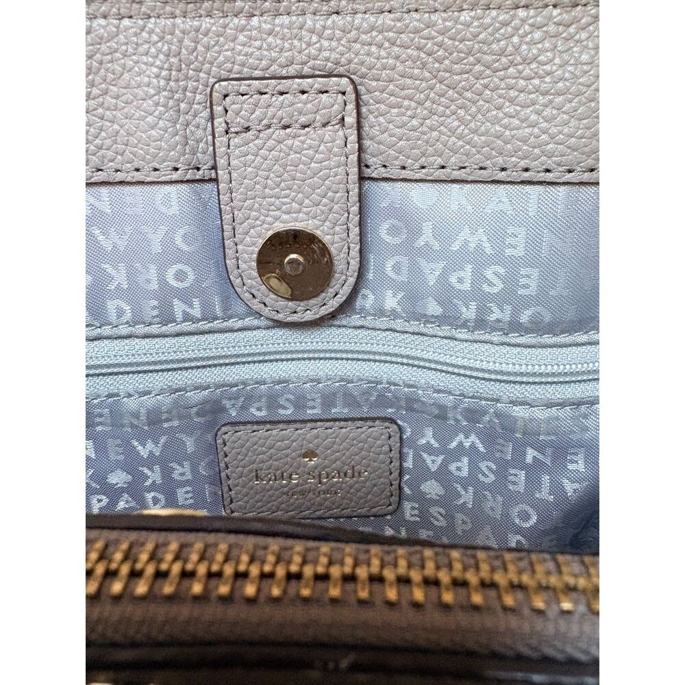 Authentic Kate Spade Larchmont Avenue Evangelie Nude Gray Handbag Satchel Cross - Picture 10 of 15